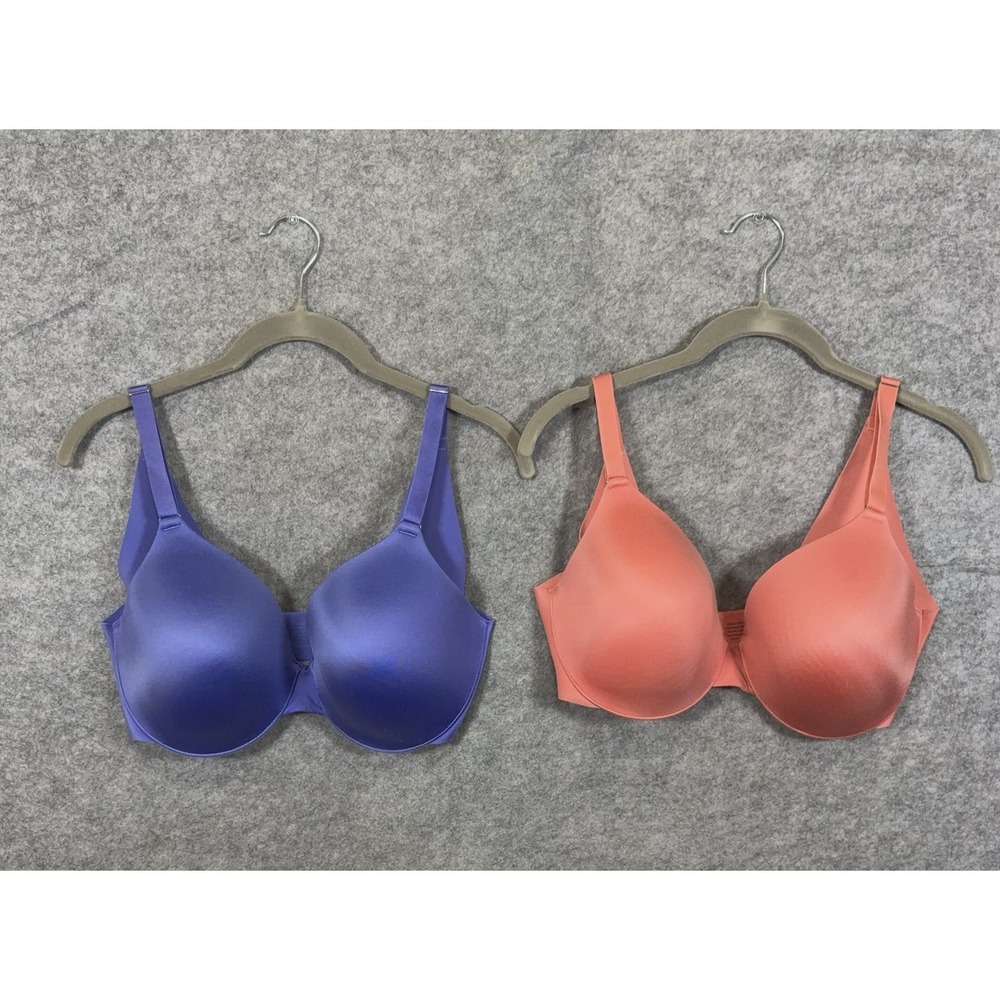 Soma Vanishing Back Full Coverage Bra 34DDD Indigo Coral Satin - BUNDLE OF 2